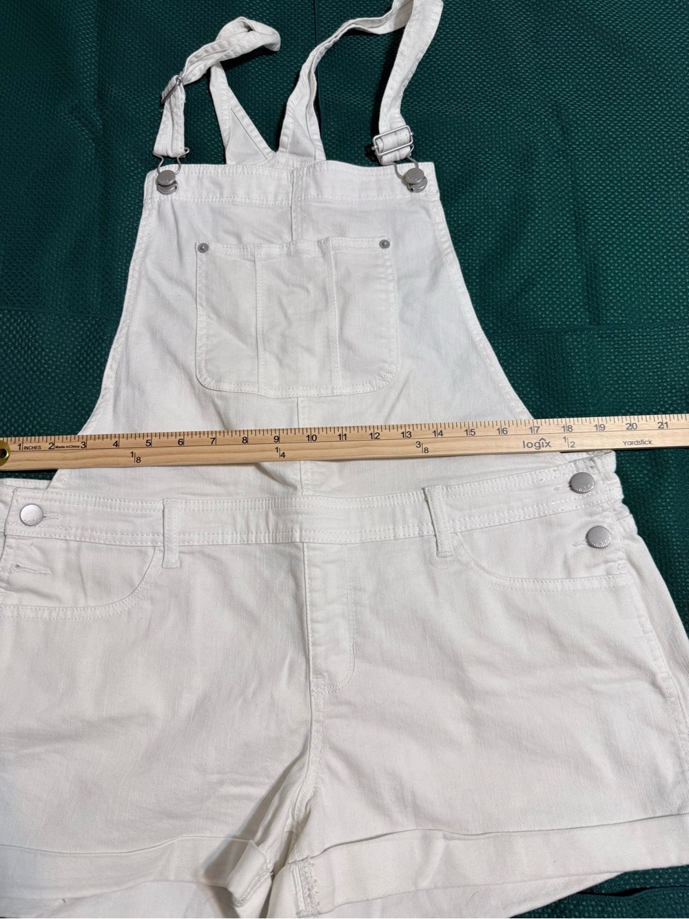 No Boundaries White Denim Short Overalls - Size XL (15-17) - EUC - Picture 6 of 13